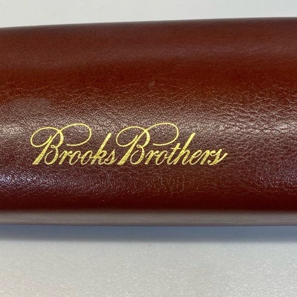 Brooks Brothers Leather Eyeglasses Case in Rich Brown with Gold Accent